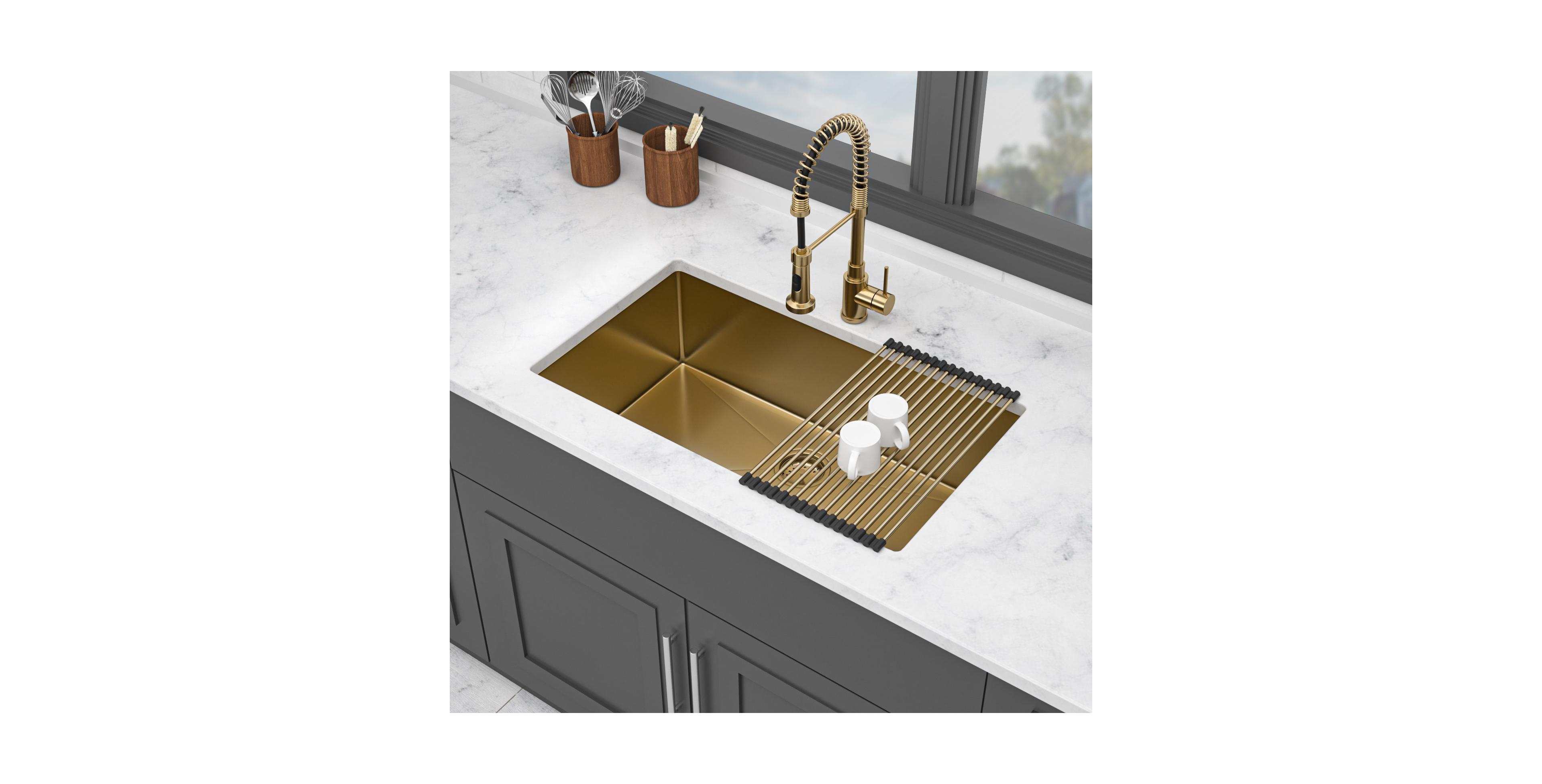 flynama 32x19x10-Inch Stainless Steel Undermount Farmhouse Kitchen Sink Single Bowl with Grid