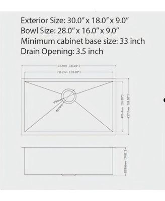 huluwat 30x18x9inch Gunmetal Black Kitchen Sink Undermount Single Bowl Stainless Steel 16 Gauge