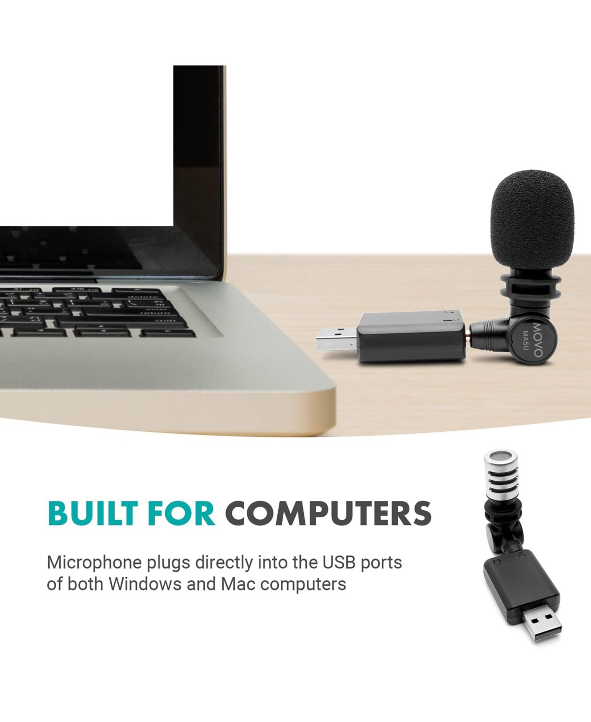 Movo MA5U Pocket Audio Microphone - Usb Compatible