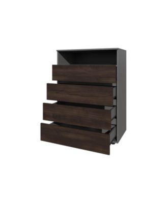 Tokio 4 Drawer Dresser with Open Shelf, Stained Walnut