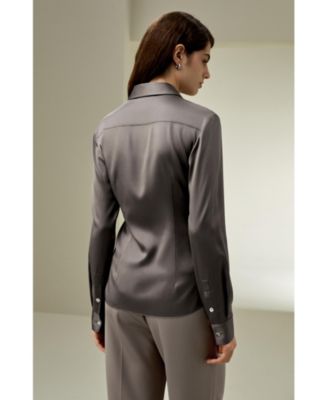 Women's Elegant Silhouette Silk Shirt