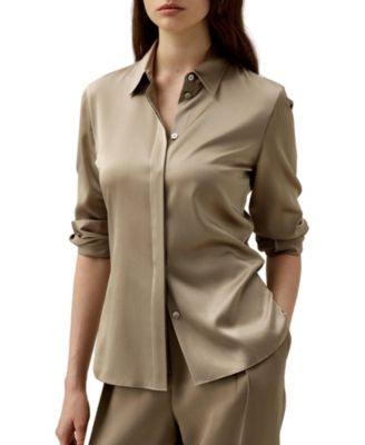 Women's Elegant Silhouette Silk Shirt