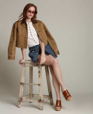 Women's Embellished Chore Spread Collar Jacket