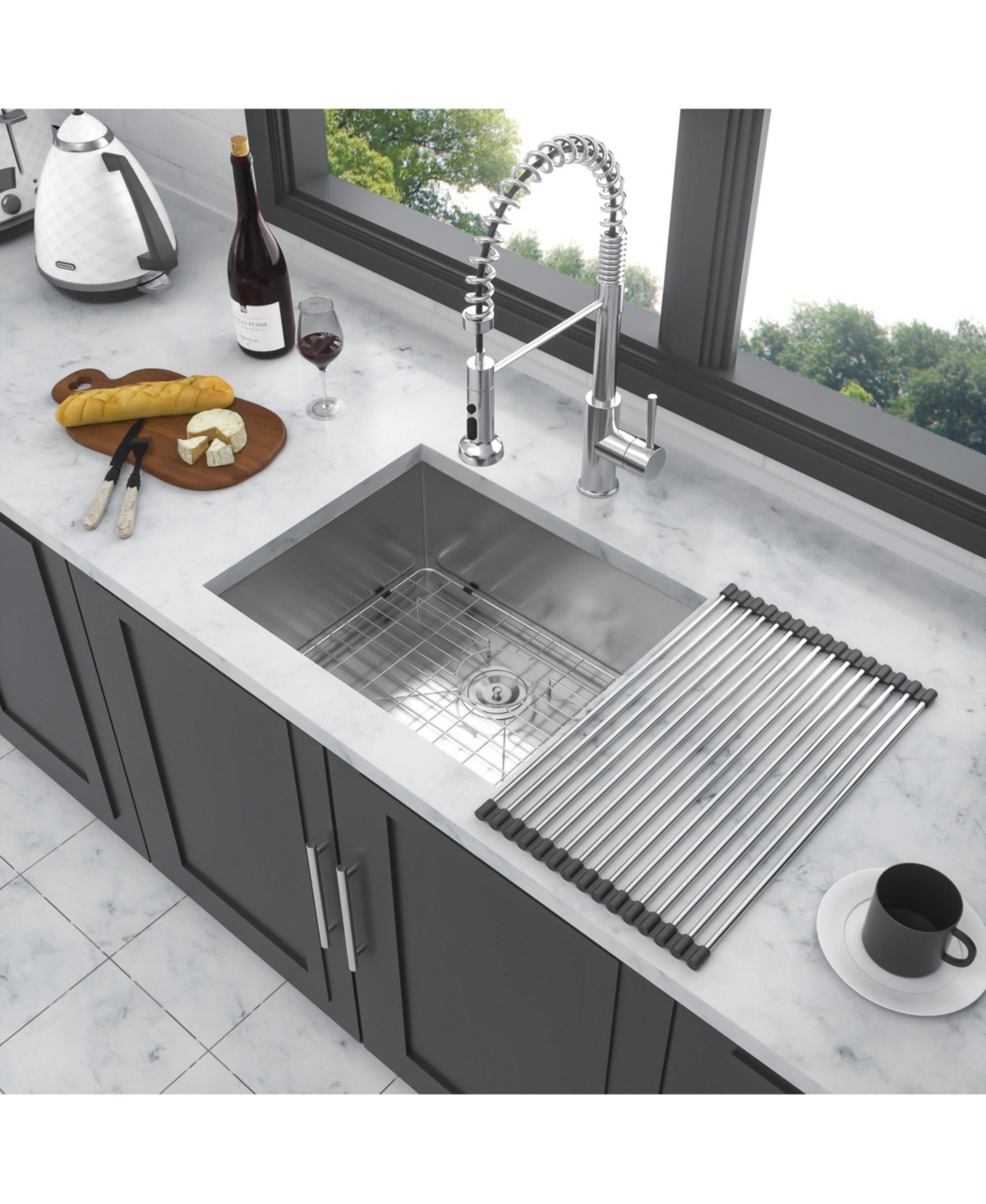 flynama 23x18x9inch Undermount Kitchen Sink Single Bowl Stainless Steel 16 Gauge Deep Basin