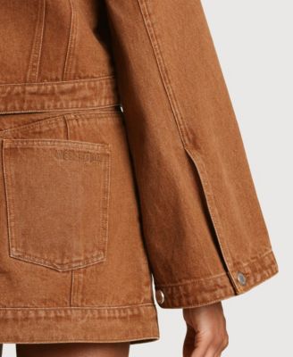 Women's Crop Trucker Crew Neck Jacket