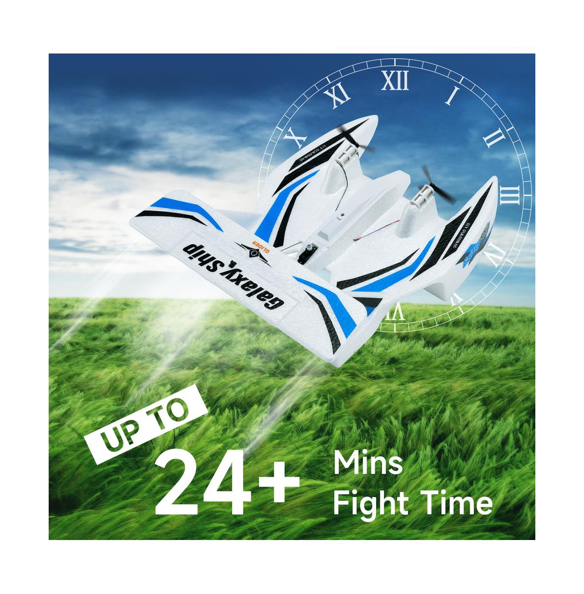 Bruce & Shark 3-in-1 Water Land Air Rc Plane, 2.4G 3-Channel with 2 Batteries 20 Min Flight