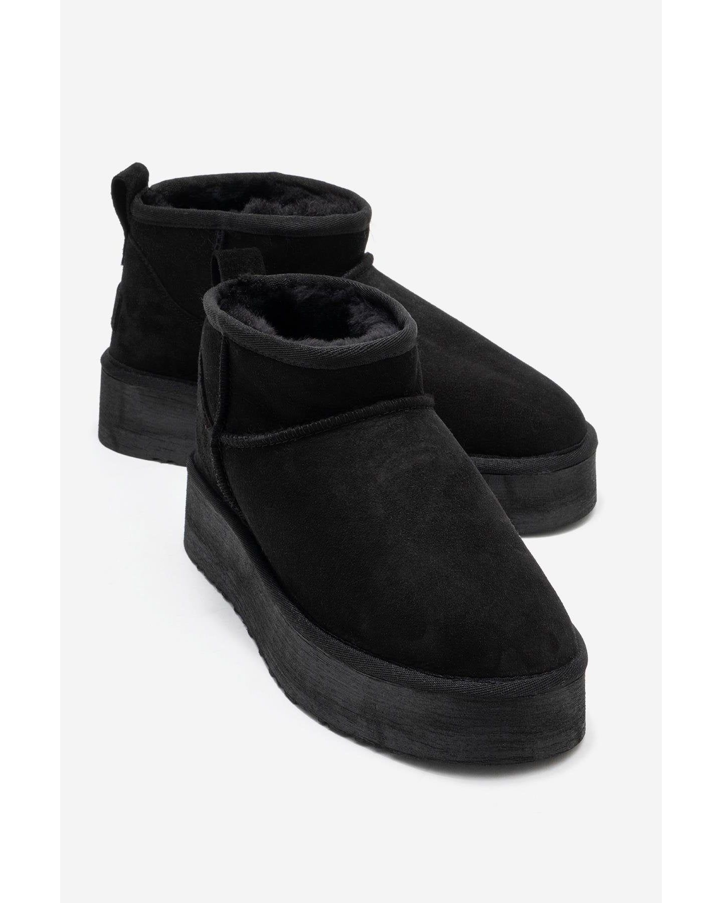 Женские ботинки Forever & Always Shoes Women Havana Leather Platform Ankle, цвет: Чёрный замшевый кожаный — фото 6