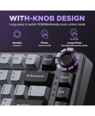 B75 Mechanical Keyboard,75% Layout with Knob,Hot Swappable RGB Backlit Gasket Mounted,Creamy Typing,Double-Shot PBT Keycaps,Cherry Profile