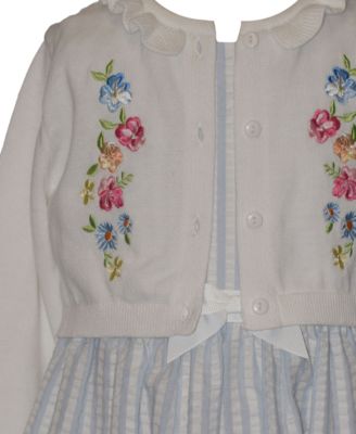 Girls' 2T-6X Floral Round Neck Dress and Cardigan, 2-Piece Set