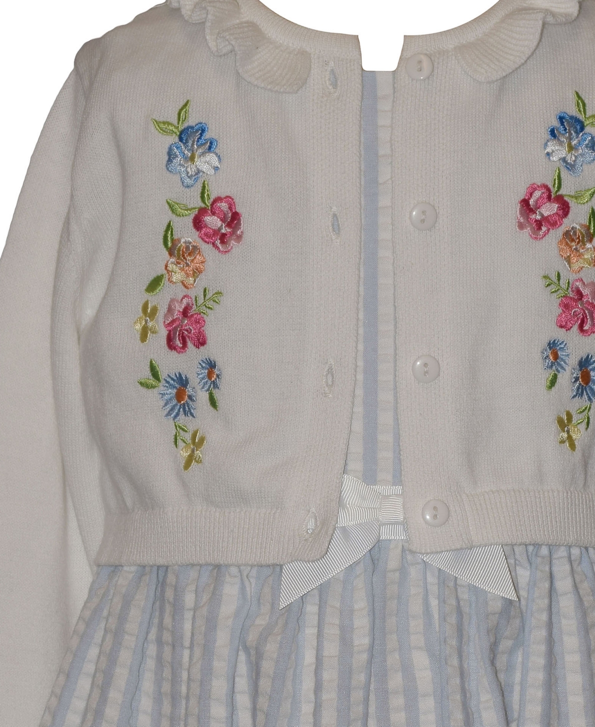 Bonnie Jean Girls' 2T-6X Floral Round Neck Dress and Cardigan, 2-Piece Set