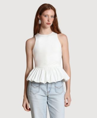 Women's Peplum Crew Neck Tank Top