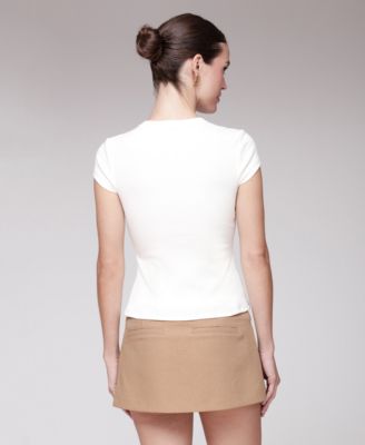 Women's Button-Front Crewneck Top