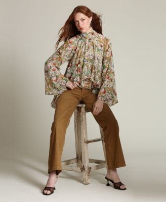 Women's Printed Tie Neck Top