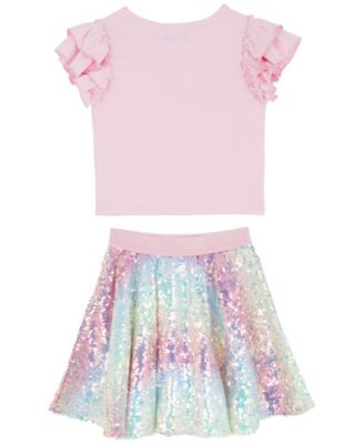 Girls' 2T-6X Short-Sleeve Birthday Top and Skirt, 2-Piece Set