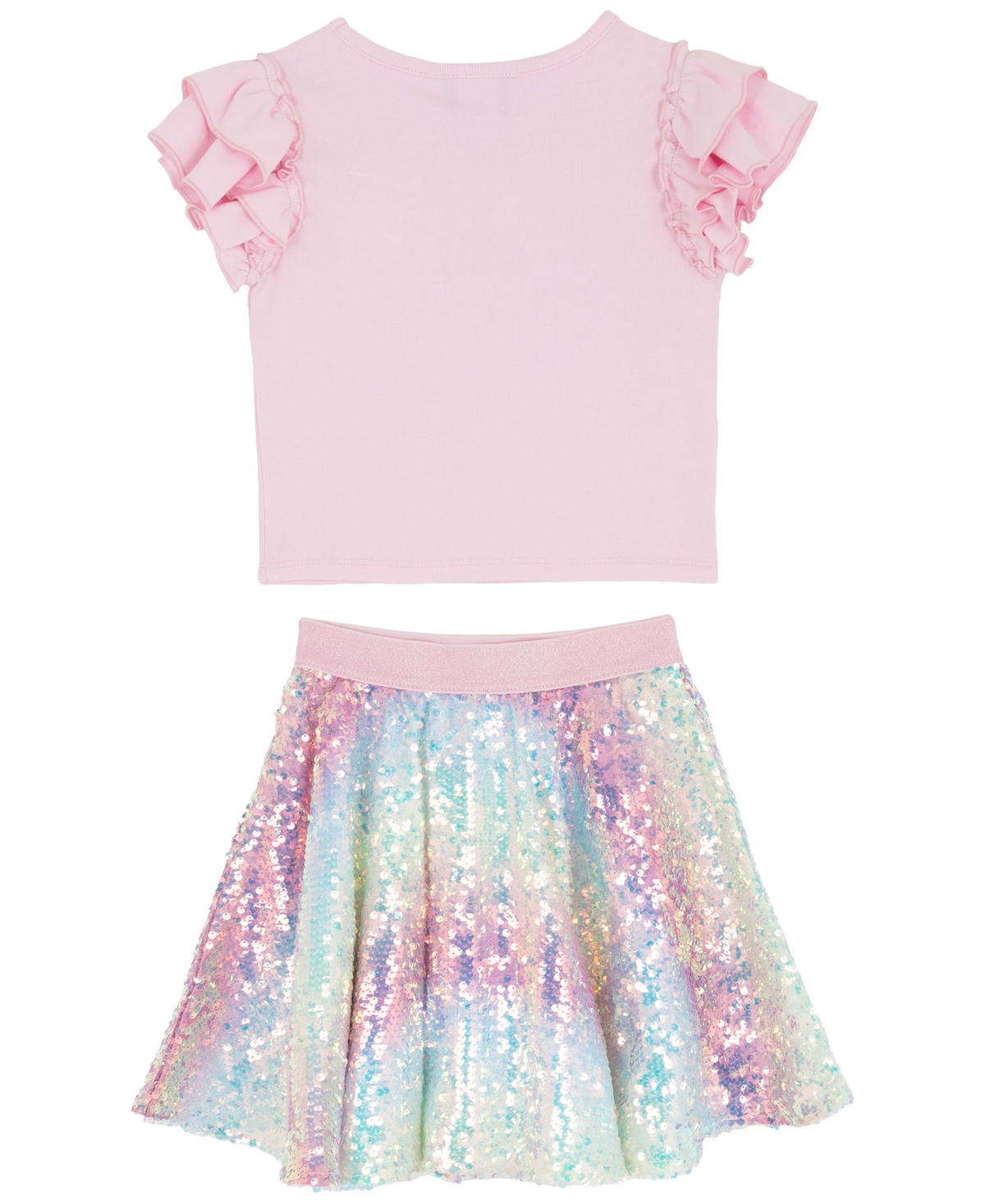 Rare Editions Girls' 2T-6X Short-Sleeve Birthday Top and Skirt, 2-Piece Set