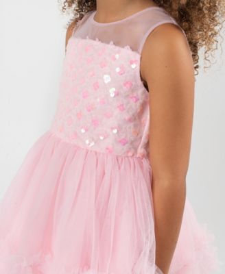 Girls' 2T-6X Ruffle Trim Round Neck Dress