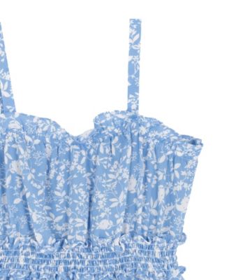 Girls' 7-16 Sleeveless Denim Vest and Dobby Tiered Dress, 2-Piece Set