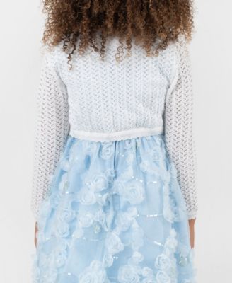 Girls' 2T-6X Crochet Knit Long-Sleeve Cardigan