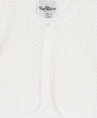 Girls' 7-16 Crochet Knit Long-Sleeve Cardigan