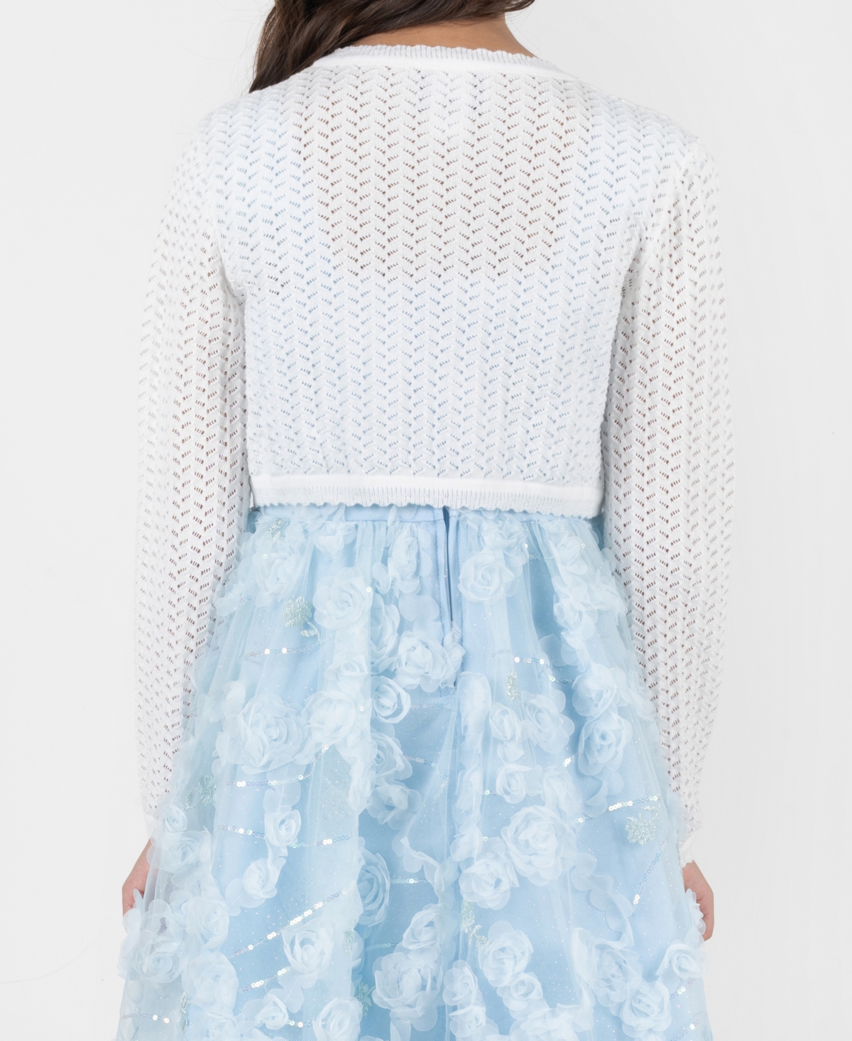 Rare Editions Girls' 7-16 Crochet Knit Long-Sleeve Cardigan