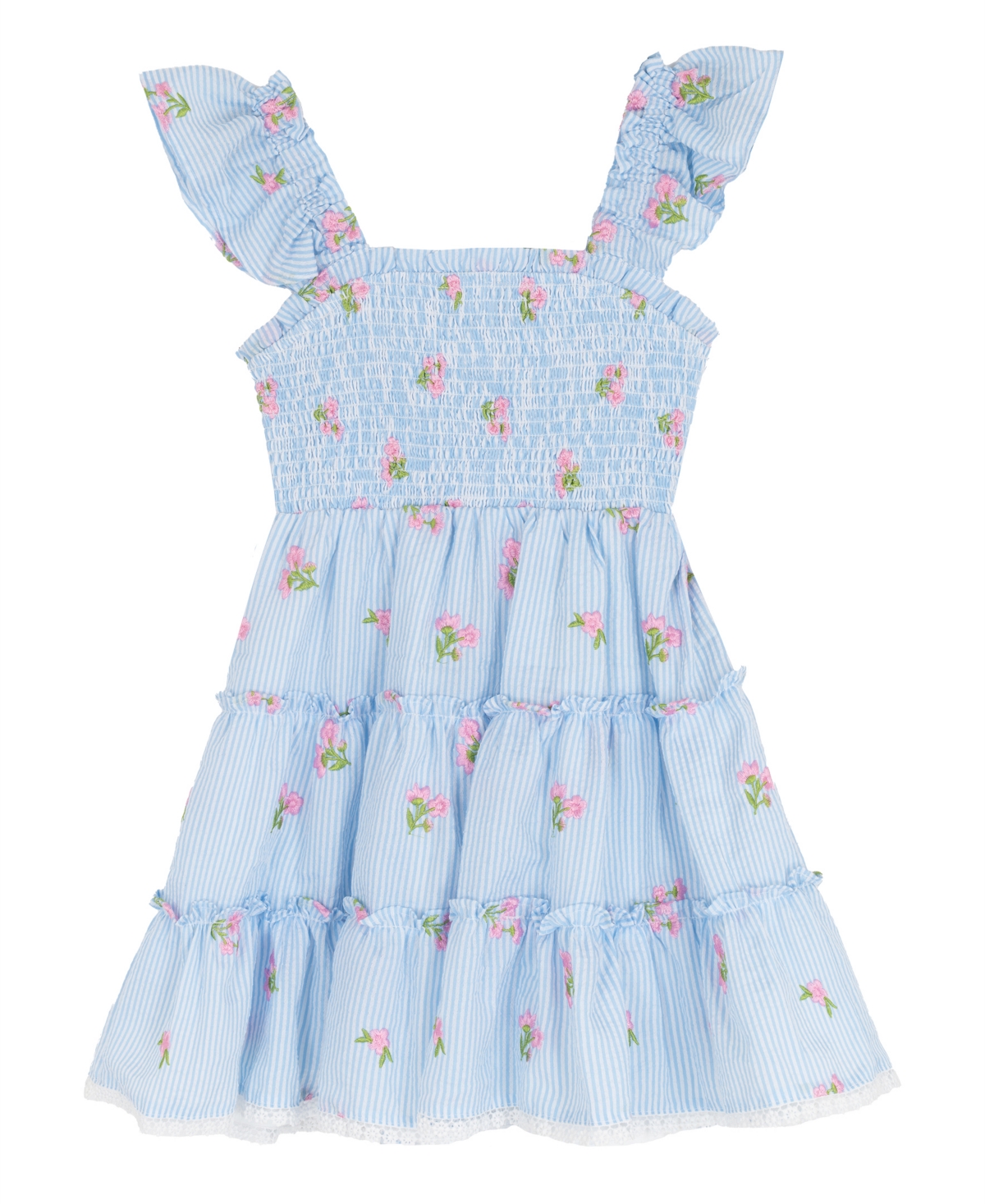 Rare Editions Girls' 7-16 Smocked Bodice Square Neck Dress and Bag, 2-Piece Set