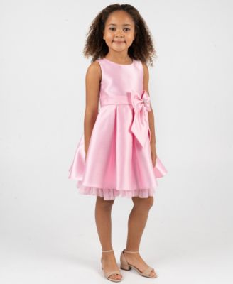 Girls' 2T-6X Mikado Bow Waist Round Neck Dress