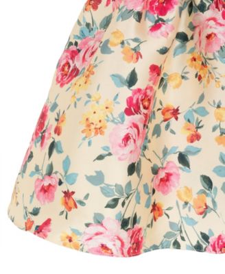 Girls' 7-16 Printed Mikado Round Bow Dress