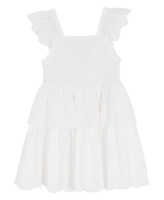Girls' 7-16 Eyelet Flutter Sleeve Square Neck Dress