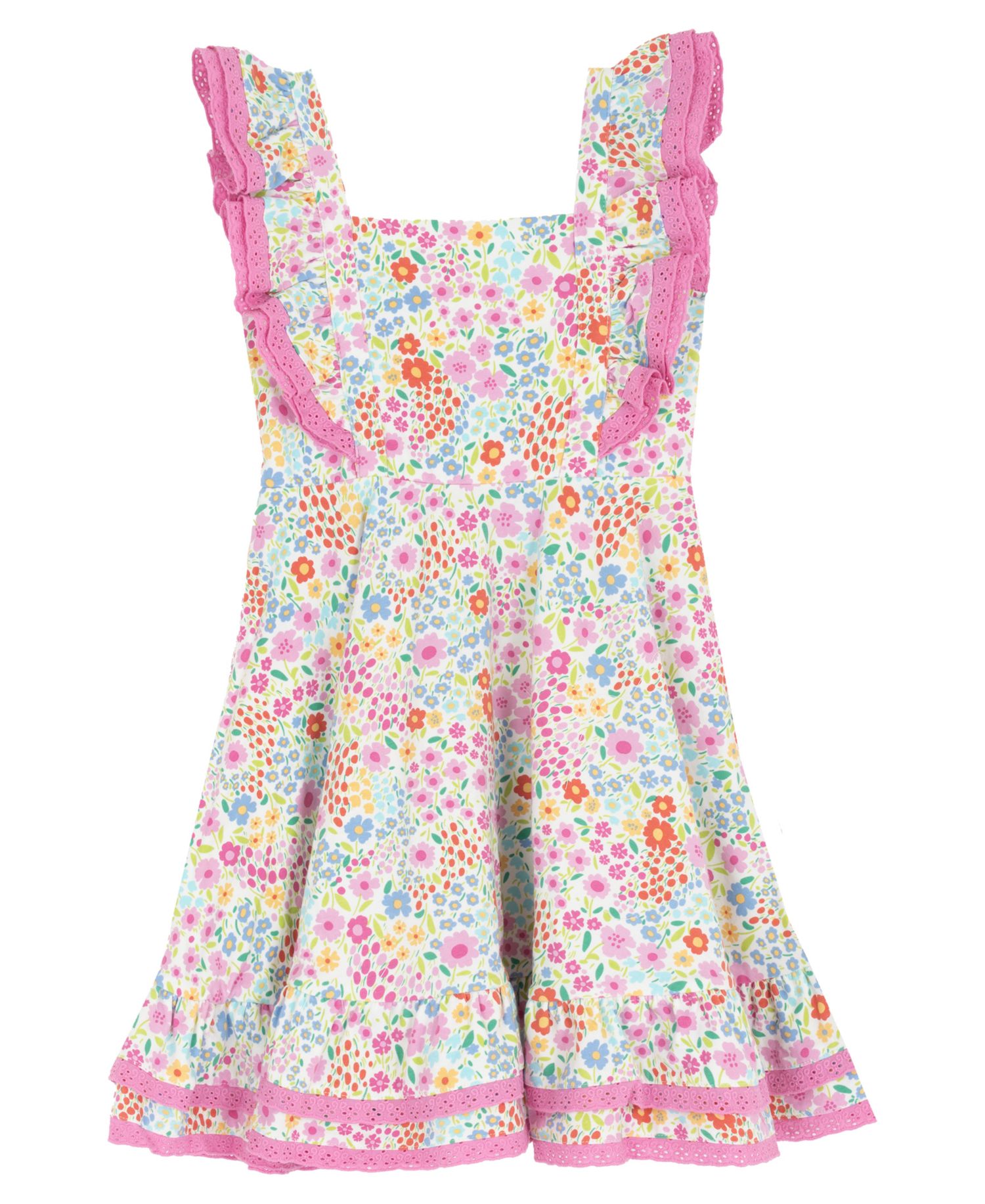 Girls' 2T-6X Knit Print Square Neck Dress