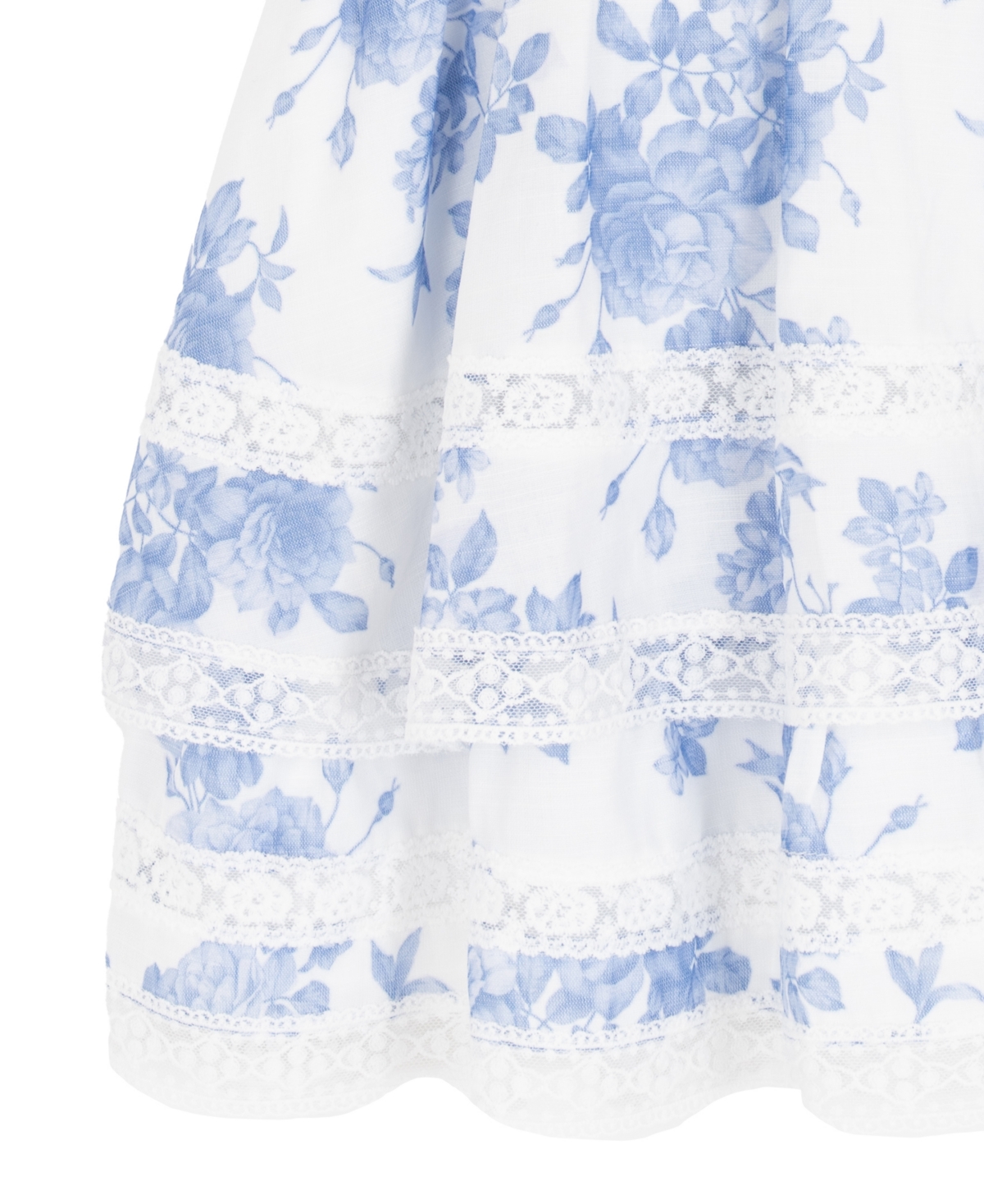 Rare Editions Girls' 7-16 Toile Puff-Sleeve Lace Trim Dress