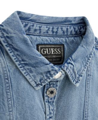 Girls' 7-16 Short-Sleeve Denim Dress