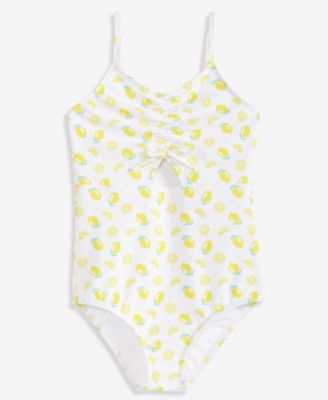 Girls' 7-16 Lemon-Print Cutout One-Piece Swimsuit