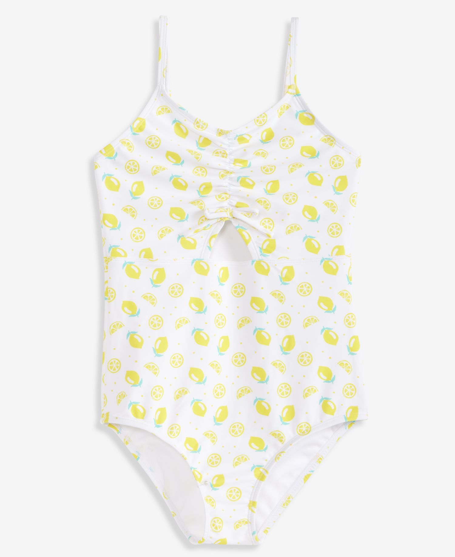 Girls' XS-XL Lemon-Print Cutout One-Piece Swimsuit