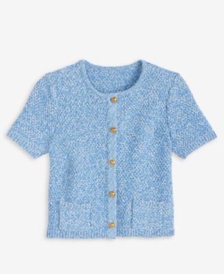Petite Marled Short-Sleeve Cardigan