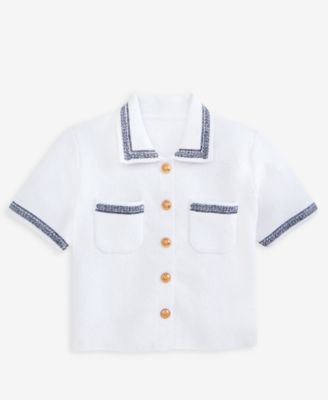 Petite Embroidered-Trim Cardigan