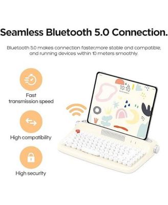 ACTTO B303 Wireless Keyboard, Retro Bluetooth Aesthetic Typewriter Style Keyboard with Integrated Stand for Multi-Device
