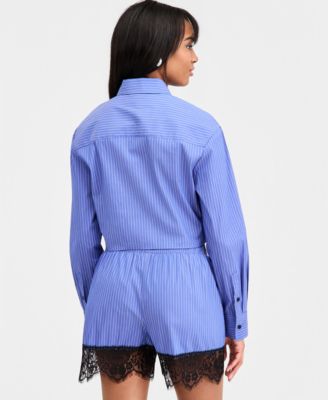 Women's Lace-Trim Cropped Shirt