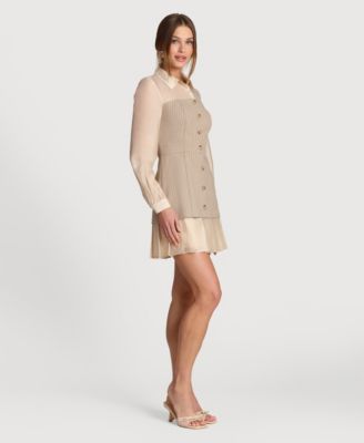 Women's Twofer Collared Neck Short Dress