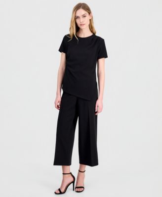 Women's Draped-Front Short-Sleeve Top