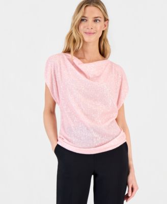 Women's Sequin Embellished Cowlneck Blouse