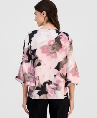 Women's Printed Flare-Cuff Sleeves Blouse