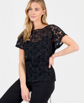 Women's Boat-Neck Ribbon-Soutache Top