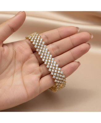 Elegant Sterling Silver 4-Row Cubic Zirconia Tennis Bracelet