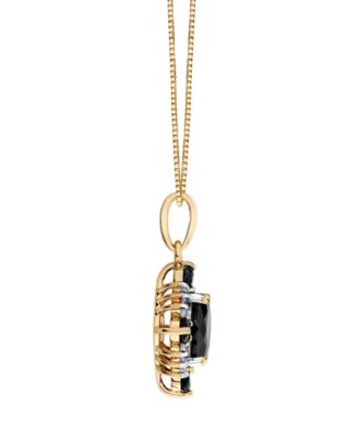 Onyx (1 ct. t.w.) & Diamond (1/10 ct. t.w.) Pendant Necklace in 10k Yellow Gold