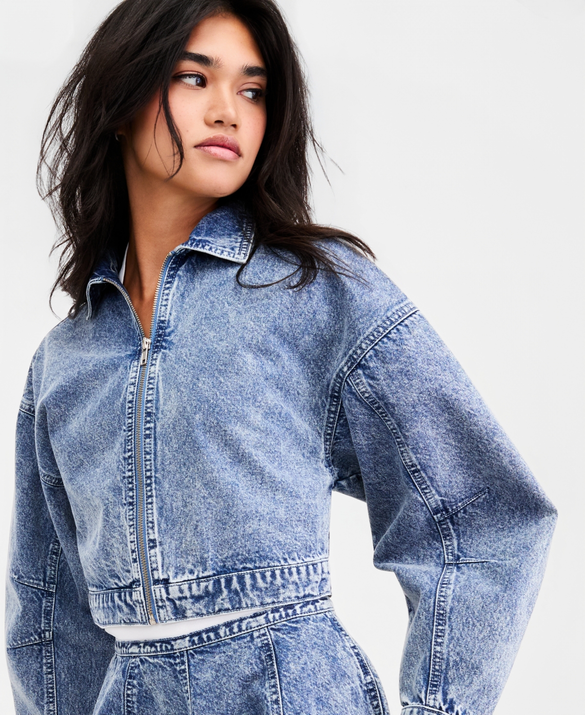 Bar Iii Women's Cropped Denim Jacket, Macy's Exclusive