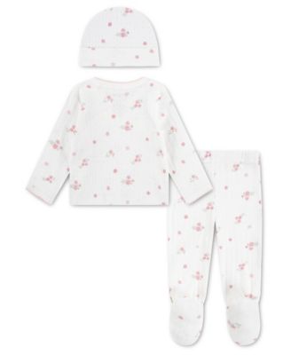 Baby Girls' Top, Footed Pants, and Hat, 3-piece Set