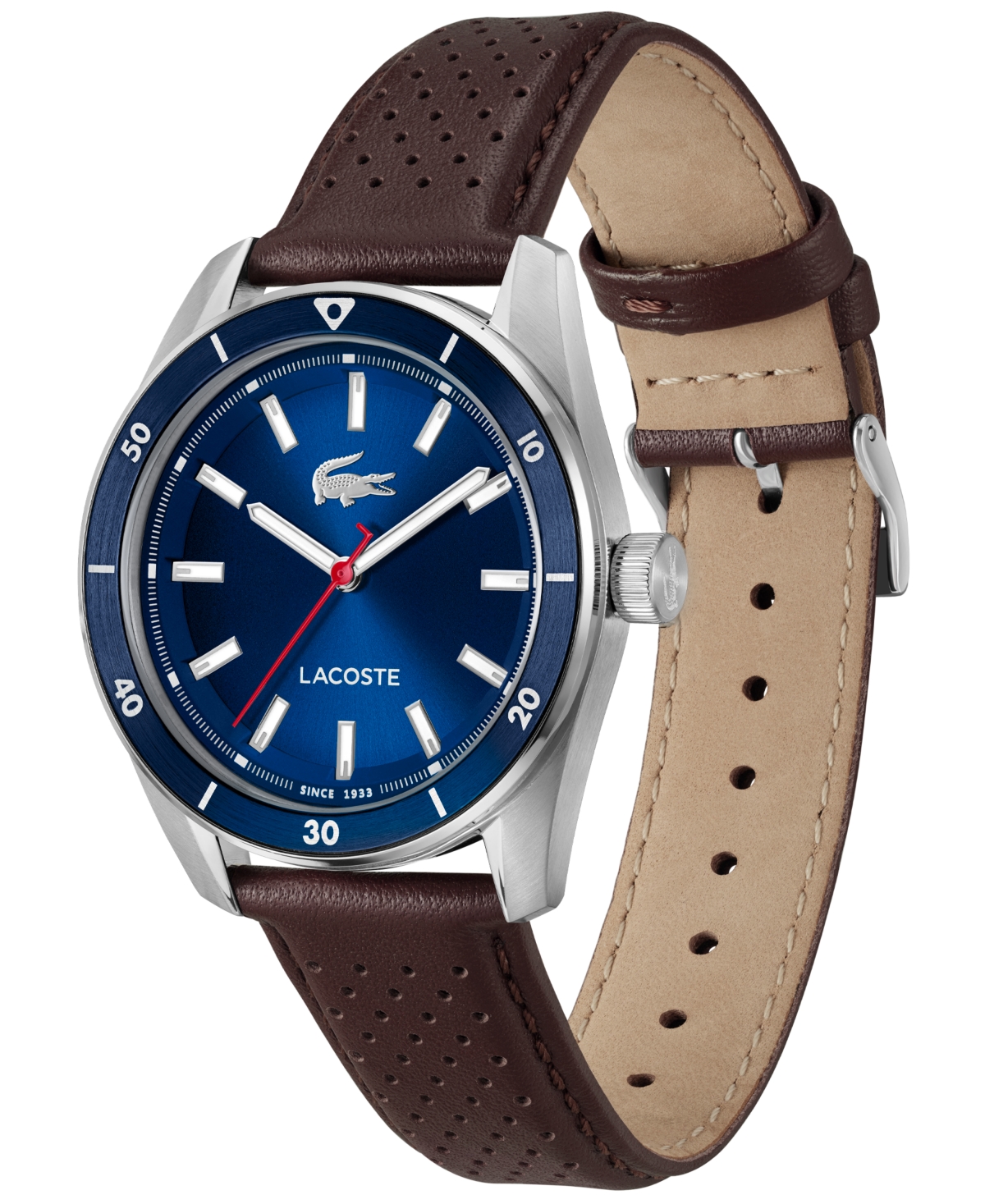 Lacoste Men's Boston Brown Leather Strap Watch, 39mm
