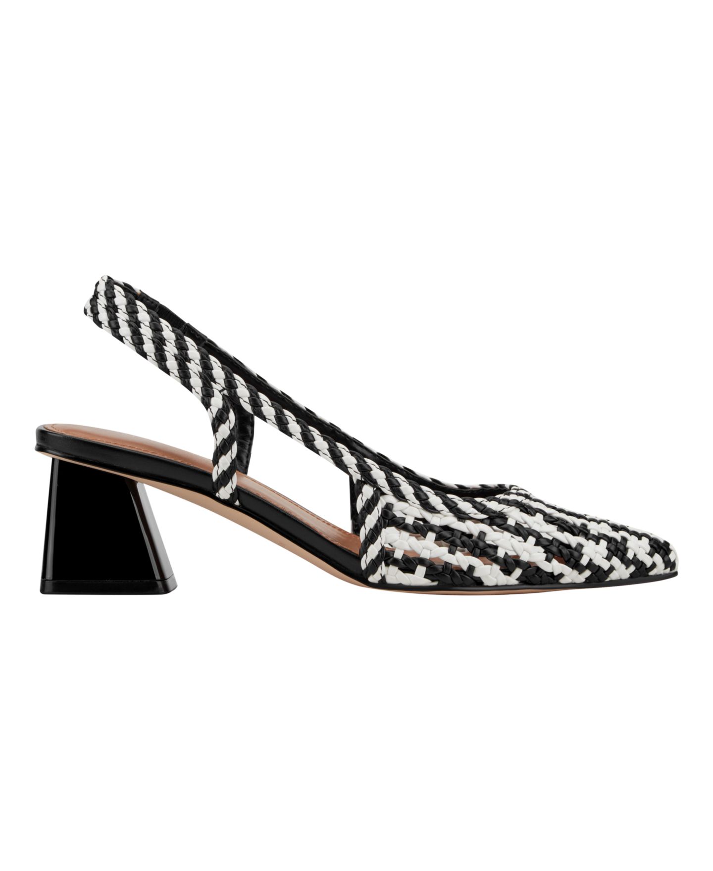 Женские туфли Marc Fisher Latiya Woven Slingback Dress Pumps, цвет: Чёрный / Белый — фото 2