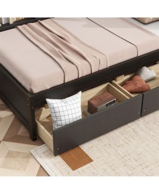 Twin L-Shaped Bookcase Bed 2 Storage Drawers, Space-Saving Study Bed