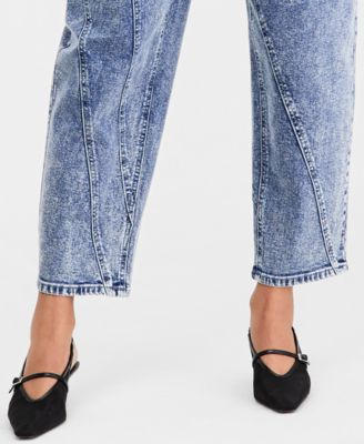 Women's Twisted-Seam Acid-Wash Jeans